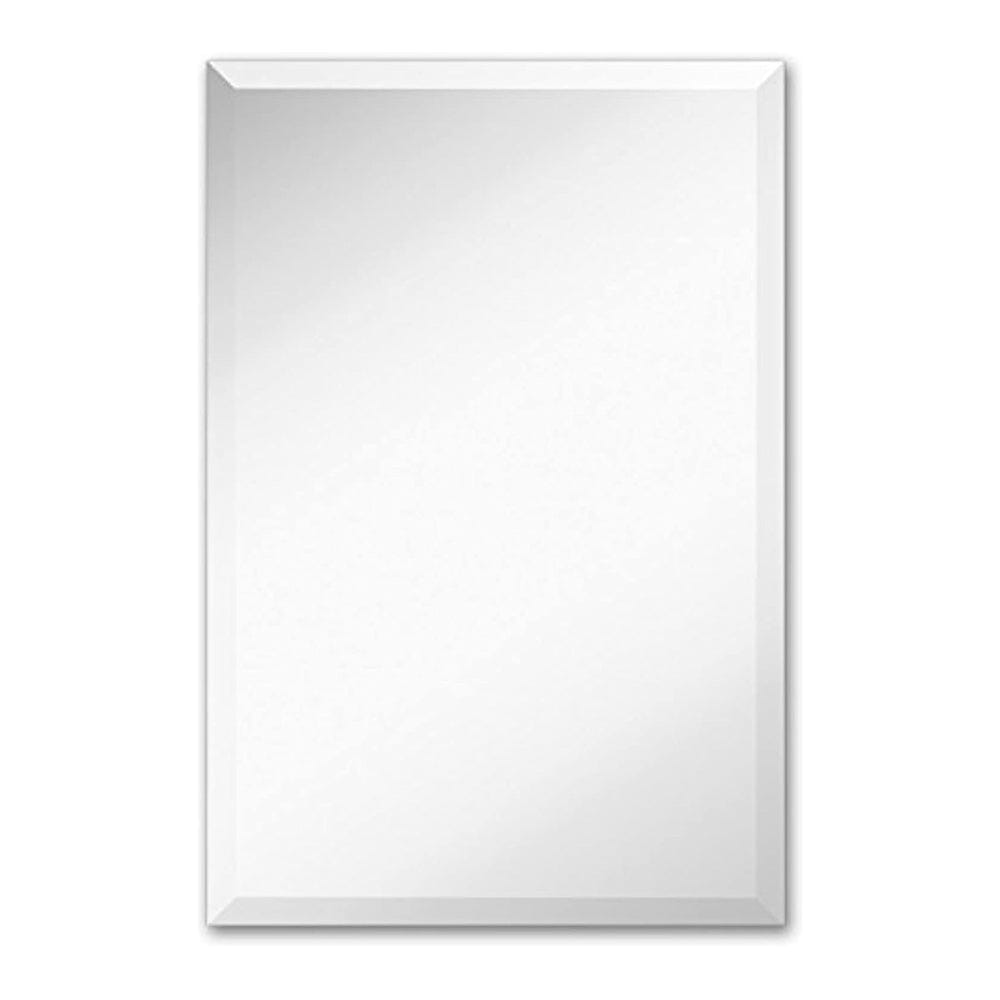 Large Simple Rectangular Streamlined 1 Inch Beveled Wall Mirror Premium Silver (20