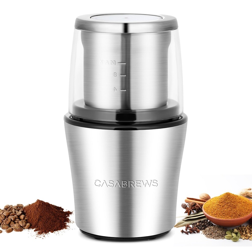CASABREWS Coffee Grinder Electric  One Touch Operation Coffee Bean Grinder  Silver
