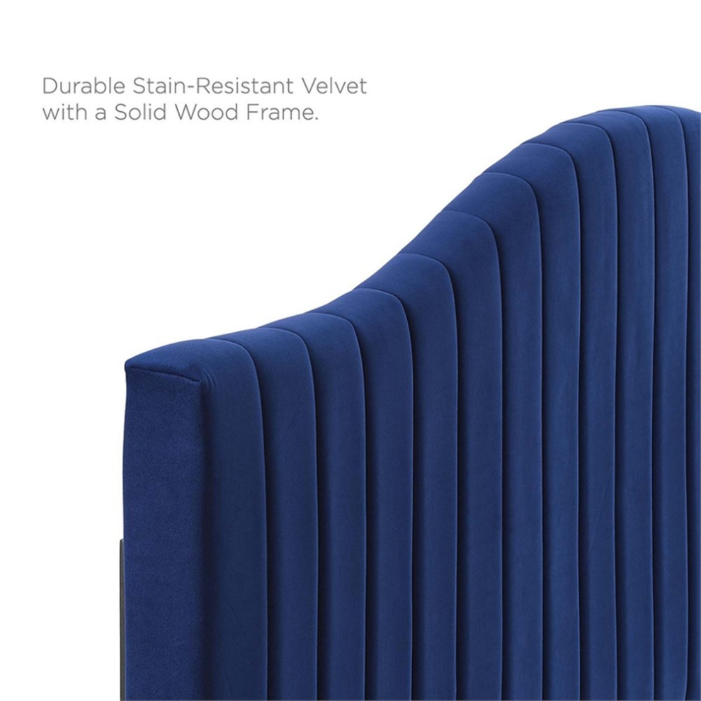 Modway Brielle Channel Tufted Performance Velvet Twin Headboard in Navy   Headboards   by Homesquare  Houzz