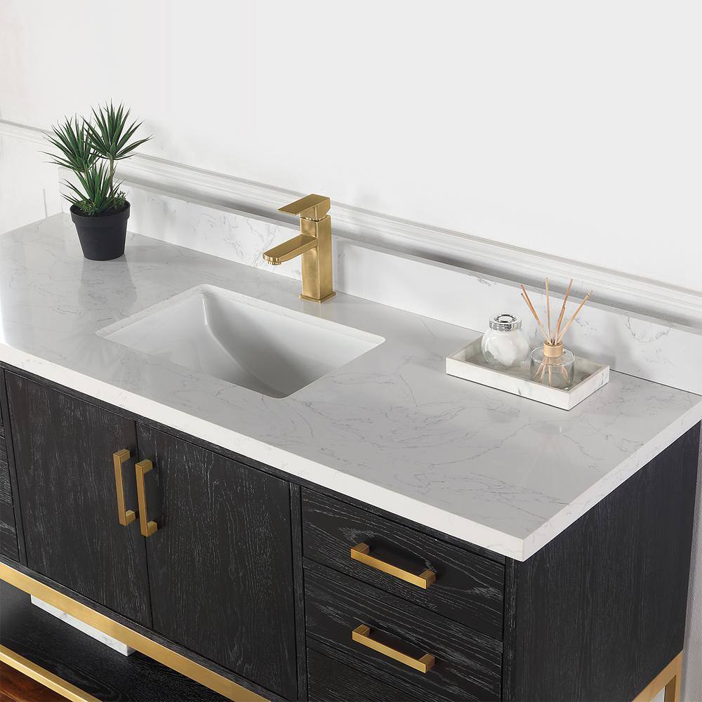 Altair Wildy 60 in. W x 22 in. D x 34 in. H Bath Vanity in Black Oak with Grain White Composite Stone Top 546060S-BO-GW-NM