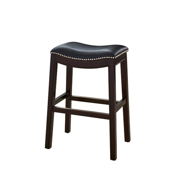 New Ridge Home Goods Julian Counter Height Barstool with Black Faux Leather Seat