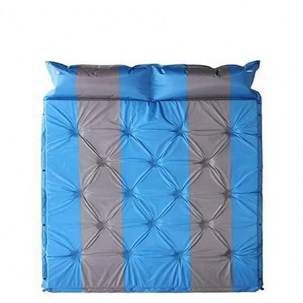 Comfortable double self inflating air sleeping pad for outdoor camping and backpacking