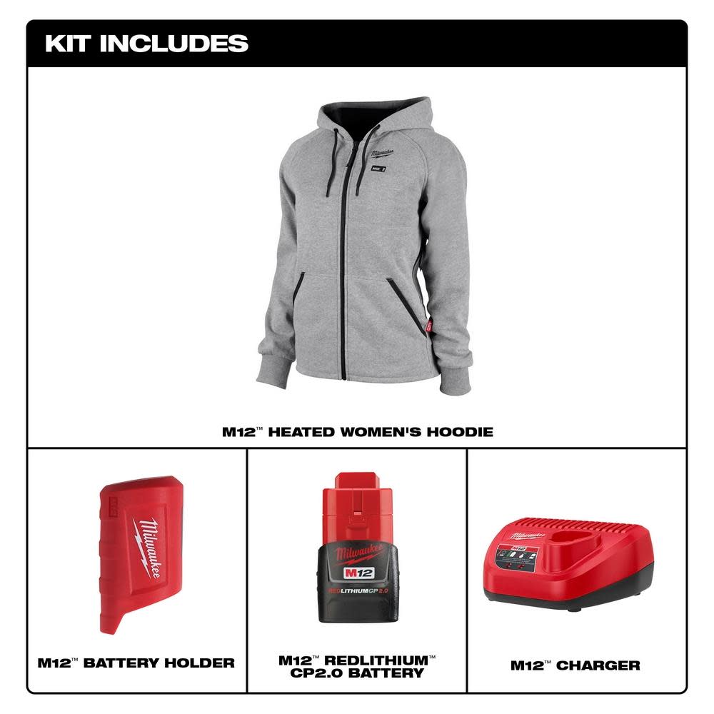 Milwaukee M12 Womens Heated Hoodie Kit Gray 2X