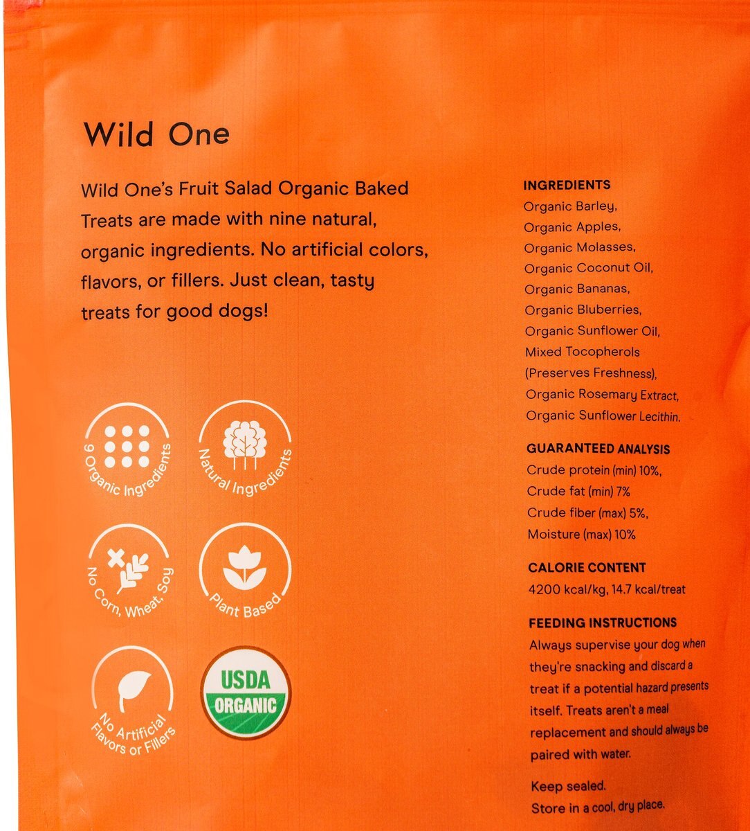 Wild One Organic Fruit Salad Baked Dog Treats， 8-oz bag