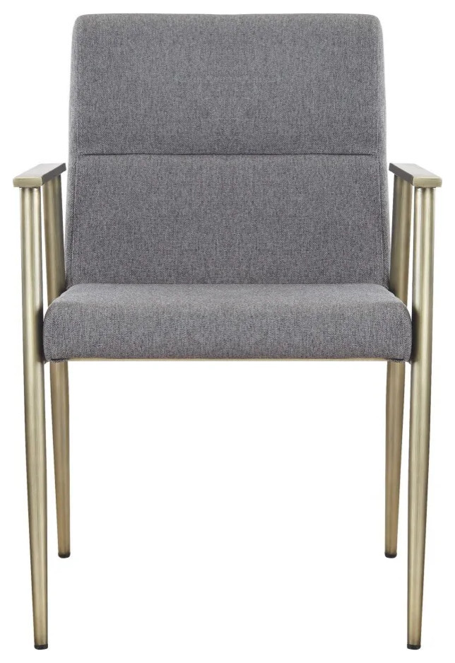 Peony Contemporary Gray and Antique Brass Arm Dining Chair  Set of 2   Contemporary   Dining Chairs   by Virgil Stanis Design  Houzz