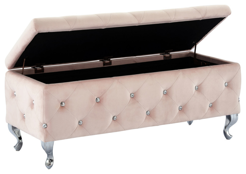 Velvet Storage Ottoman   Traditional   Footstools And Ottomans   by WHI  Houzz