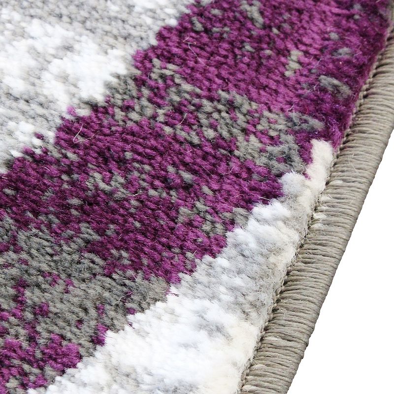 Masada Rugs Masada Rugs Stephanie Collection 4'x5' Area Rug with Modern Contemporary Design 1103 in Purple， Gray， White and Black