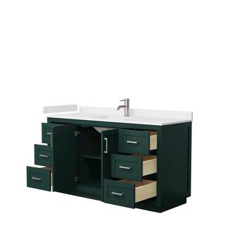 Wyndham Collection Miranda 60 in. W x 22 in. D x 33.75 in. H Single Bath Vanity in Green with White Cultured Marble Top WCF292960SGEWCUNSMXX