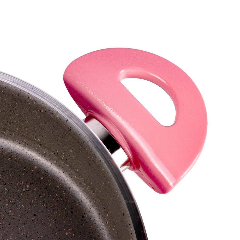 Rose Non Stick Dutch Oven Low Casserole w/ Glass Lid