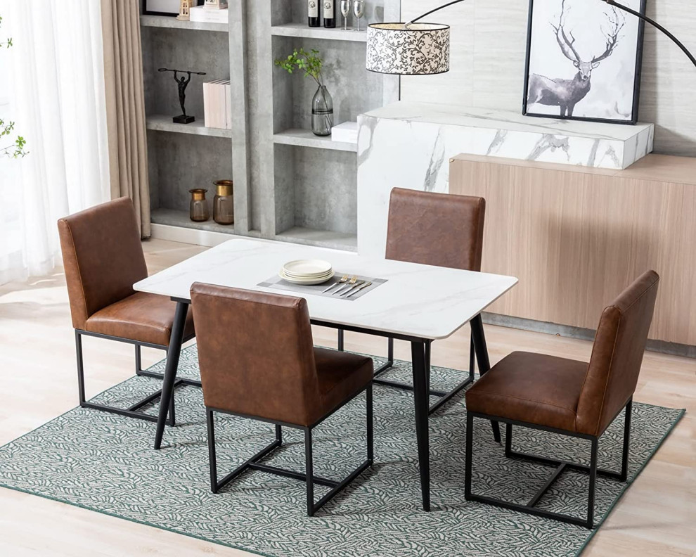 Modern Leather Dining Room Chairs Upholstered  Set of 4   Industrial   Dining Chairs   by Imtinanz  LLC  Houzz