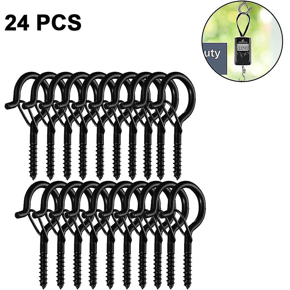 24pcs Screw Hooks For Outdoor String Lights，black A