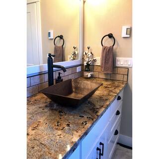 Premier Copper Products Rectangle 17 in. Wired Rim Hammered Copper Vessel Sink in Oil Rubbed Bronze VREC17WDB