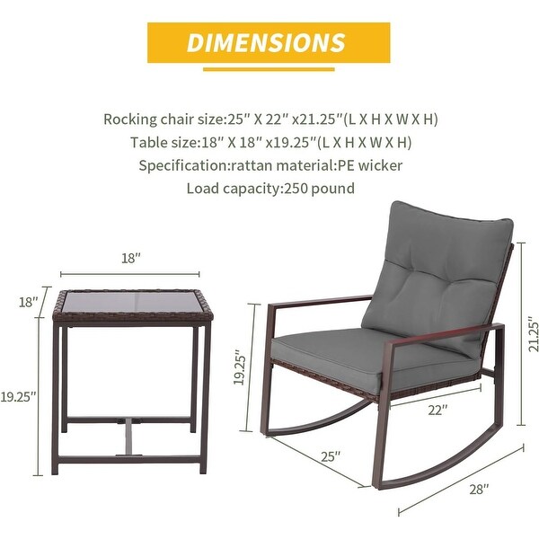 Pheap Outdoor Patio 3piece Black/Brown Wicker Rocking Bistro Set by Havenside Home