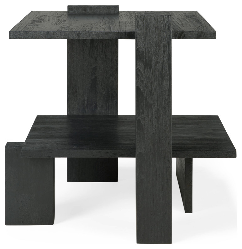 Black Teak Architectural Side Table  OROA Abstract   Transitional   Side Tables And End Tables   by Oroa   Distinctive Furniture  Houzz