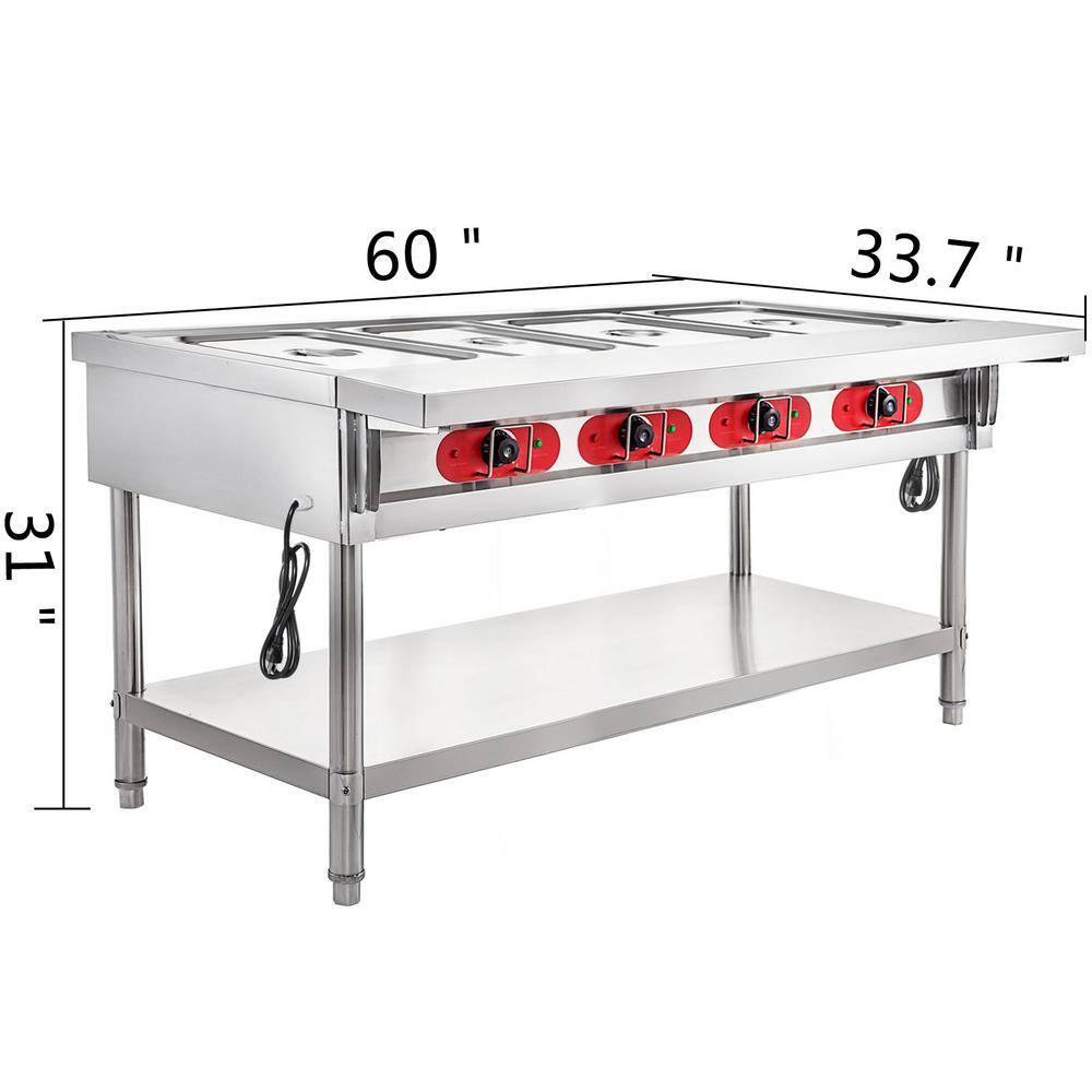 VEVOR Steam Table Food Warmer 4-Pot Commercial Electric Steam Table 21 qt. Electric Food Warmer with Cutting Board CJRT4G2000W000001V1