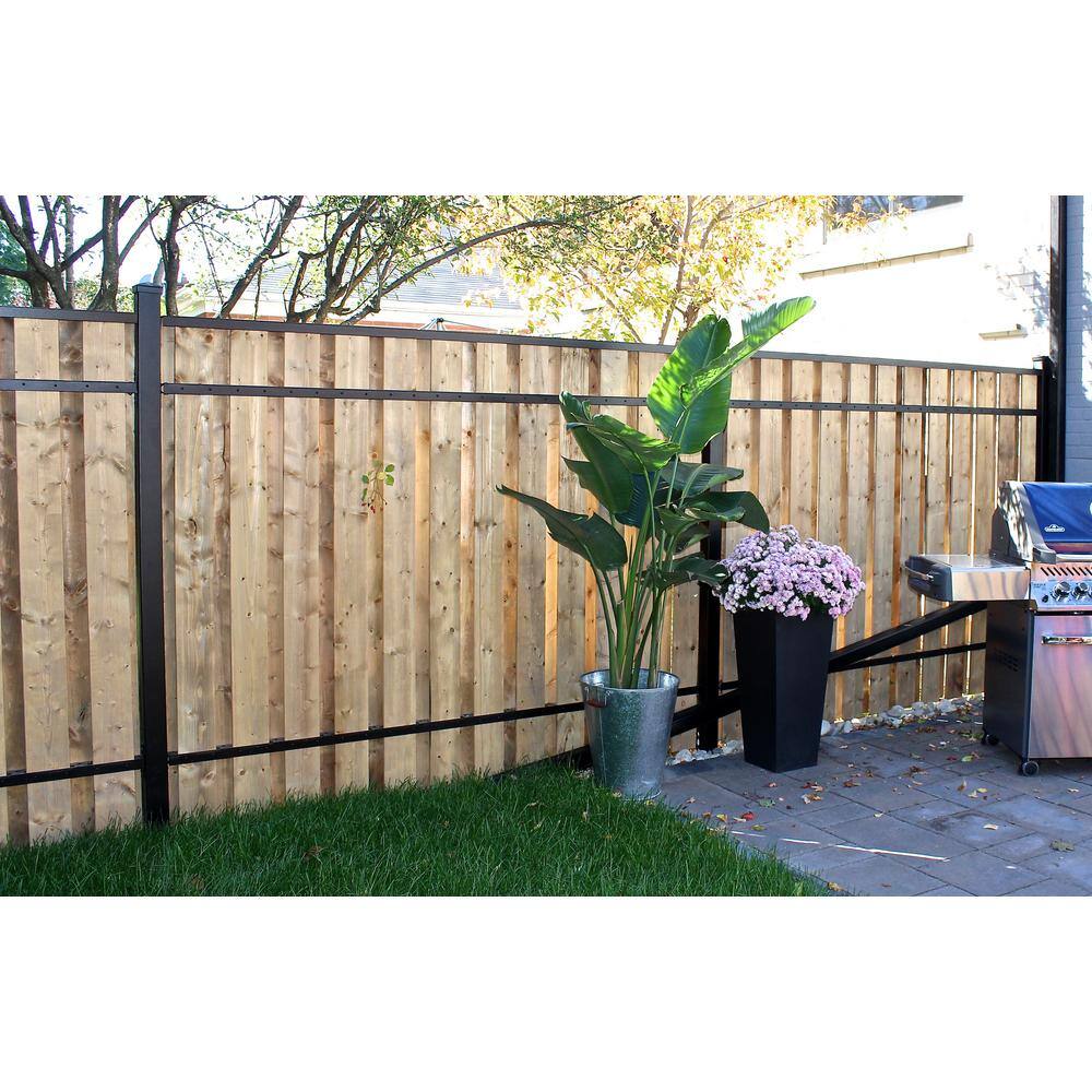 Slipfence 1.5 in. x 3 in. x 92 in. Black Aluminum Vertical Fence Stringer Kit Includes 2 Stringers 4 Brackets and All Fasteners SF2-VSK92