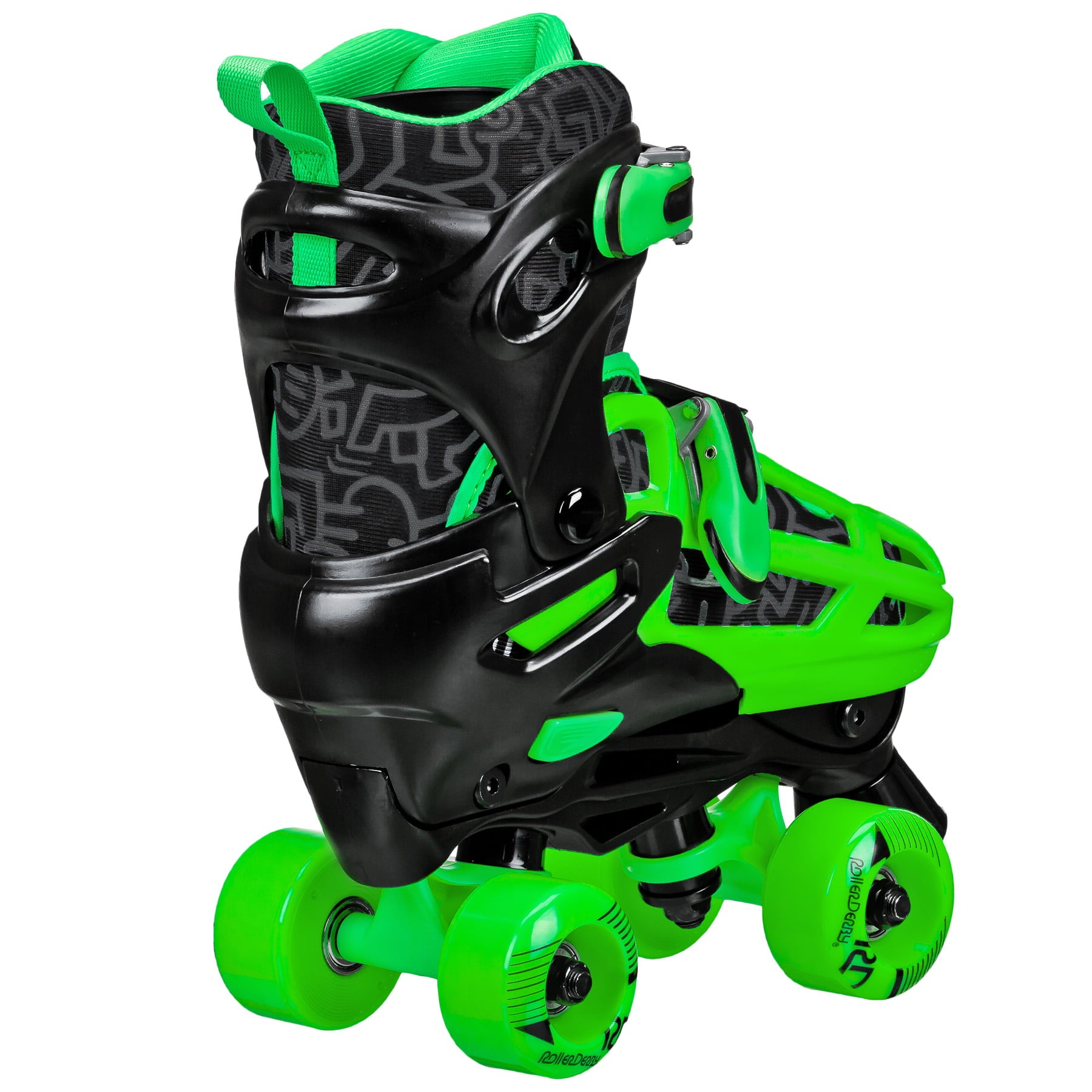 Roller Derby Boys 2-in-1 Roller/Inline Skates Black/Green， Size 3-6