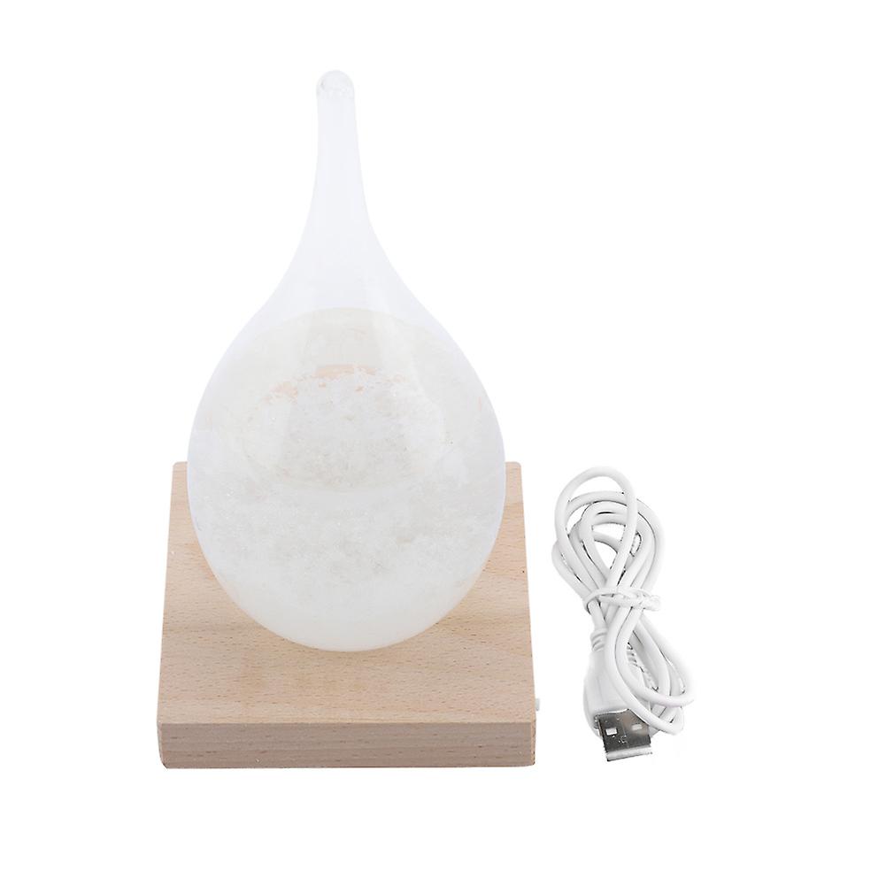 Storm Glass Drop-Shaped Storm Bottle Desktop Weather Station Predictor with LED Wooden Base (M)