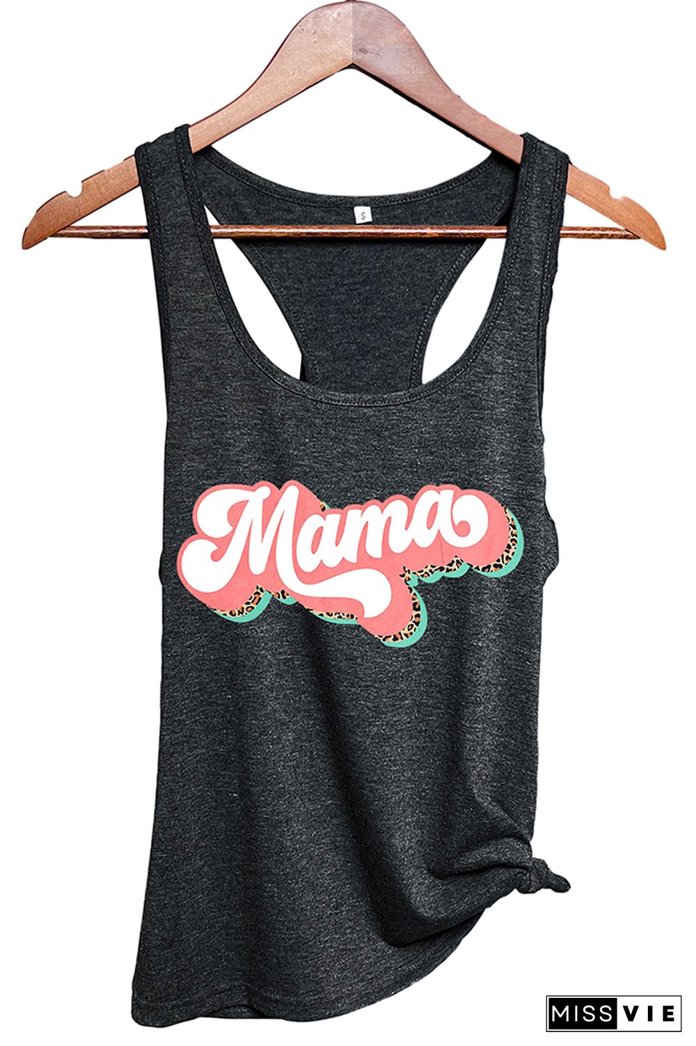 Mama Retro Leopard Pink Printed Sleeveless Tank Top Wholesale