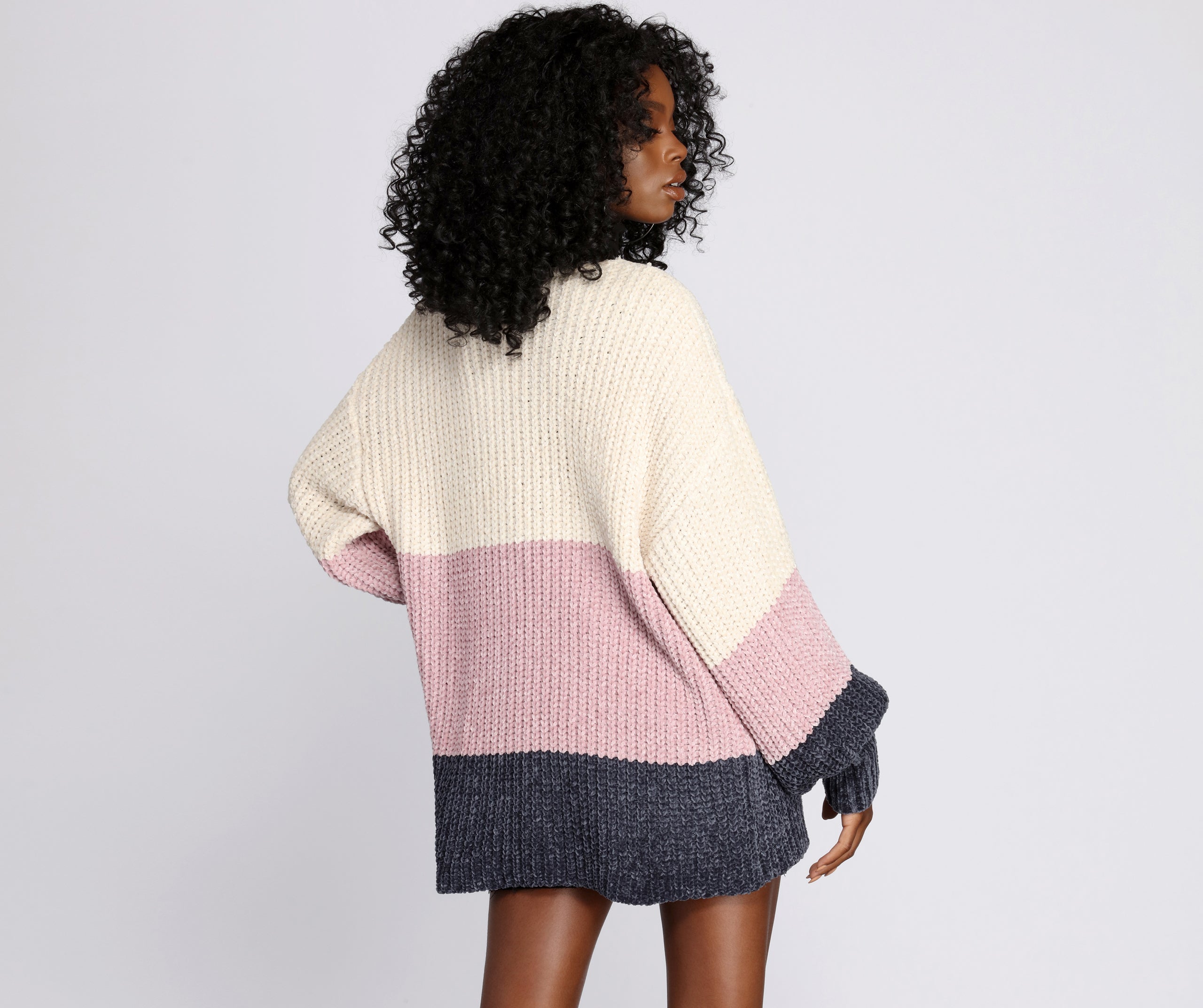 Colorblock Chenille Cardigan