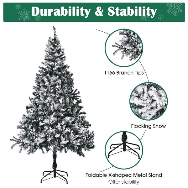 Yescom Christmas Tree Artificial，7Ft Green Xmas Tree，Folded Hinged，1000 Branch Tips Party Decoration