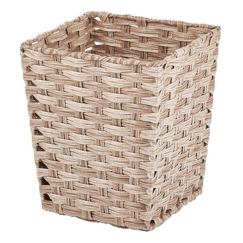 mDesign Woven Square Trash Can Wastebasket， Garbage Container Bin