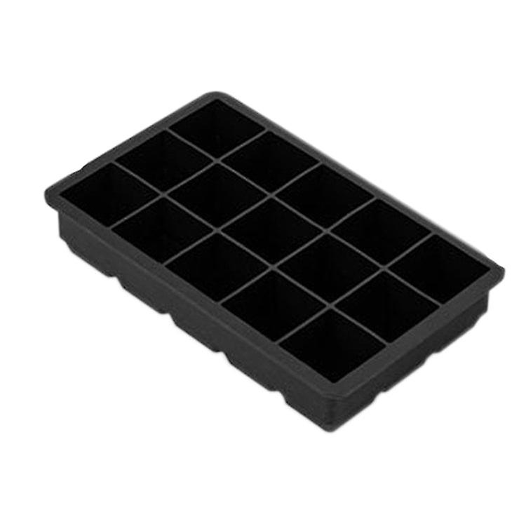 2 Pcs Bar Whiskey Silicone Ice Tray Mold， Specification: 15 Grid Square Cover(Black)