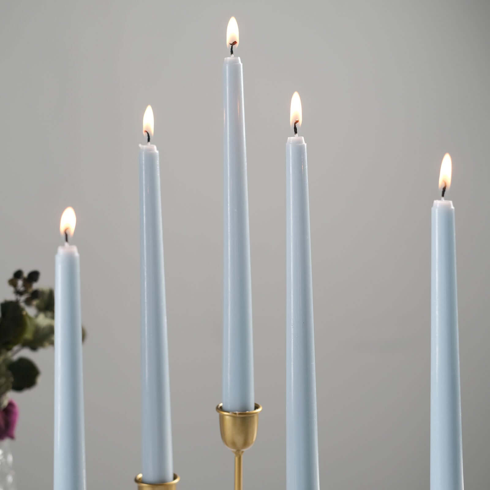 12 Pack Dusty Blue Premium Wax Taper Candles, Unscented Candles 10