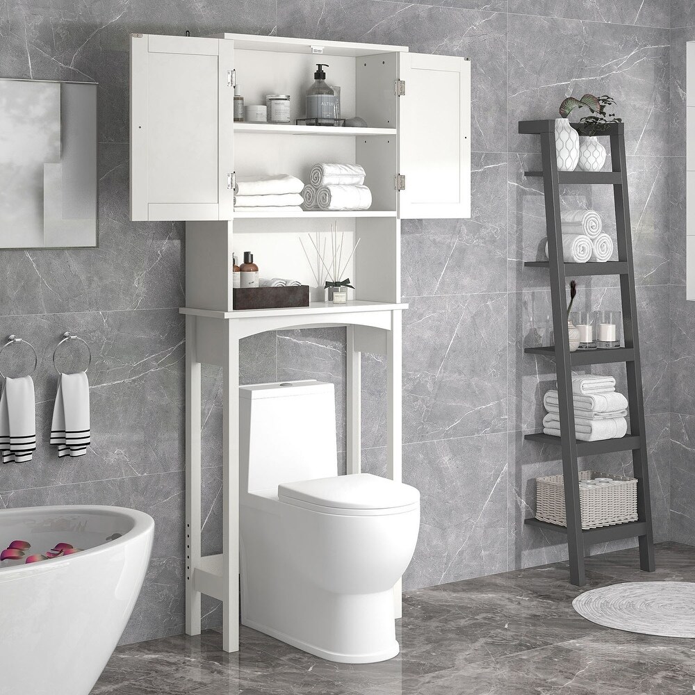 Over The Toilet Bathroom Cabinet with Shelf and Two Doors