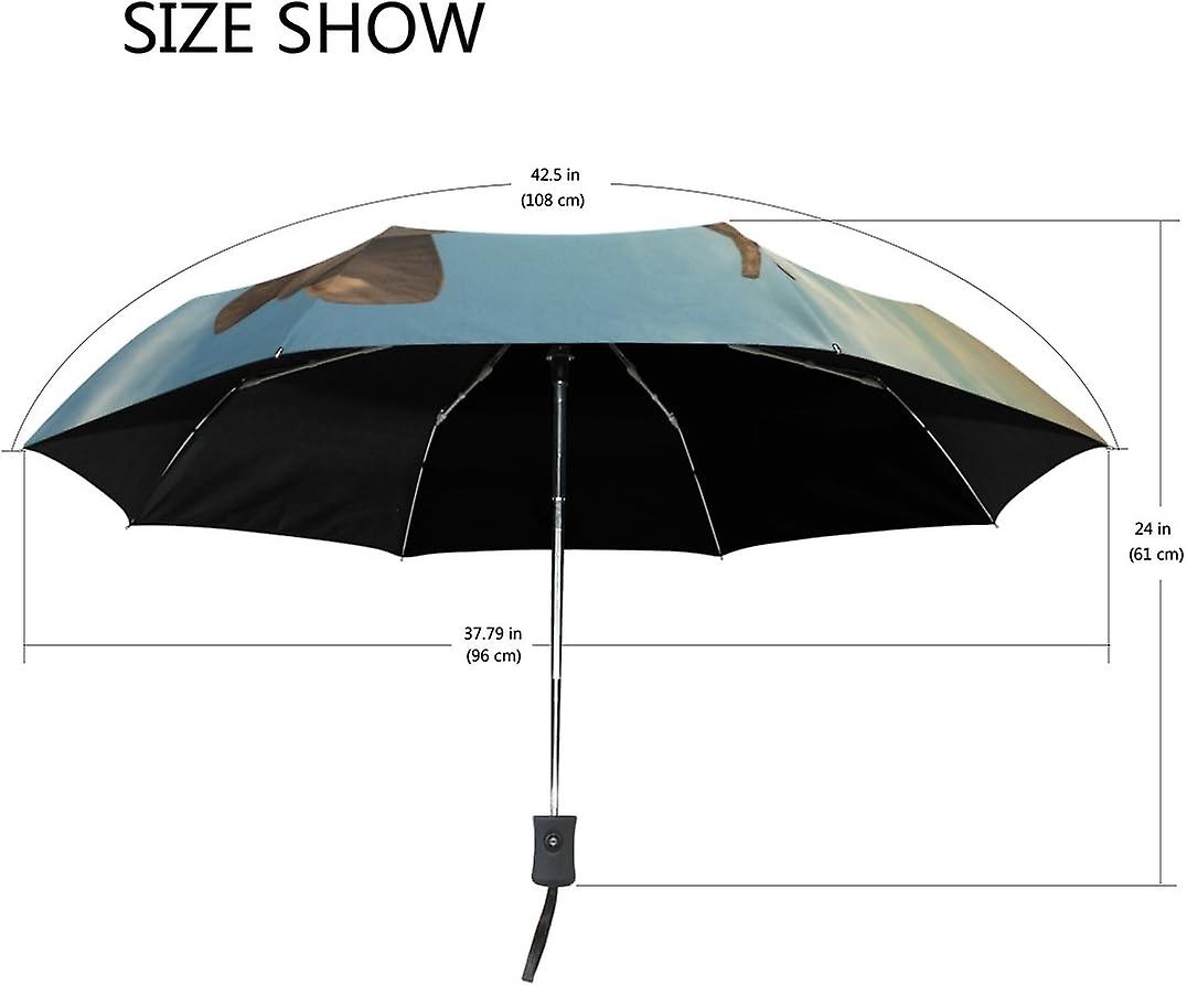 Rain Umbrella Automatic Windproof Foldable Umbrella Elephant Sitting On Thin Branch