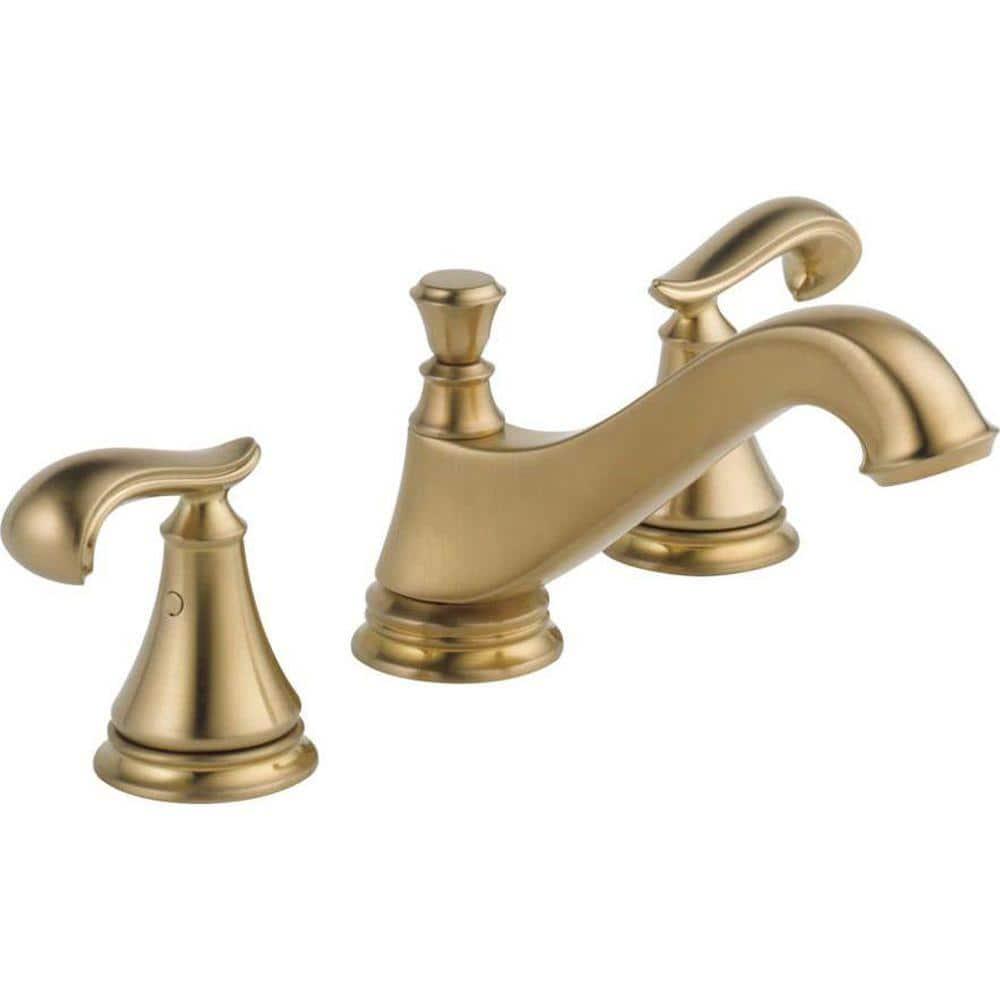 Delta Cassidy 8 in Widespread 2Handle Bathroom Faucet with Metal Drain Assembly in Champagne Bronze