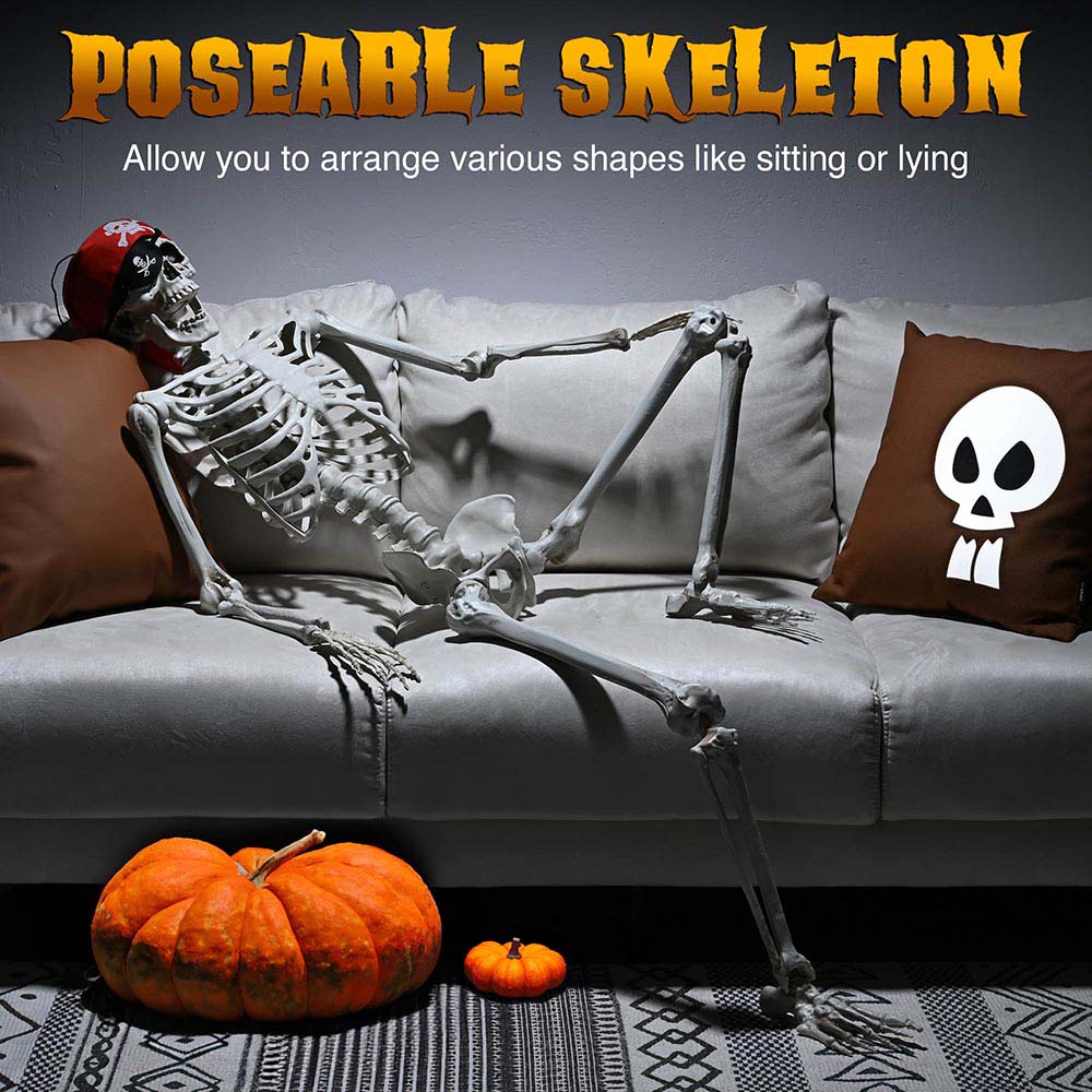 Yescom 5.4ft Life Size Posable Full Body Skeleton Prop for Halloween Party