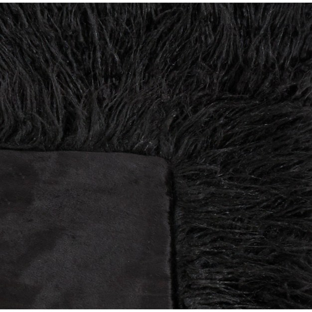 Faux Mongolian Fur Throw Blanket Black Saro Lifestyle