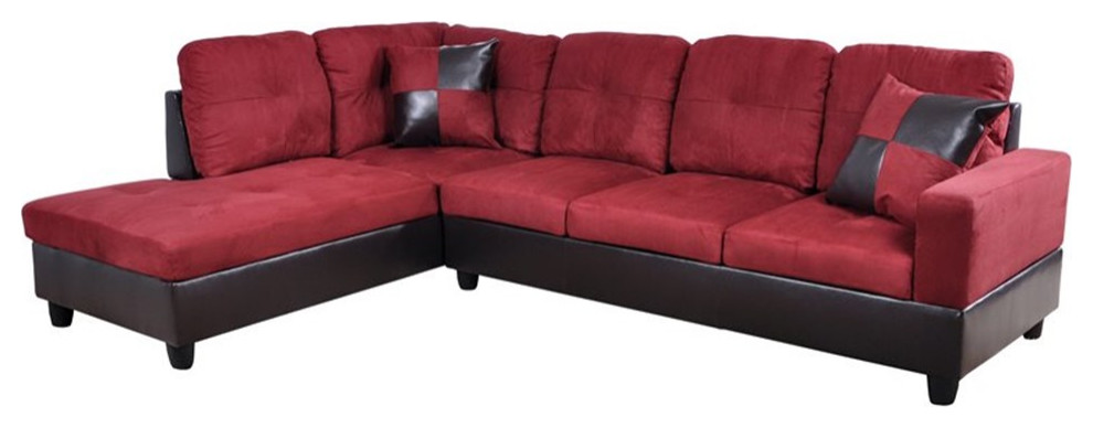 Star Home Living Corp Timmy Microfiber Fabric Left Facing Sectional in Red   Contemporary   Sectional Sofas   by Homesquare  Houzz