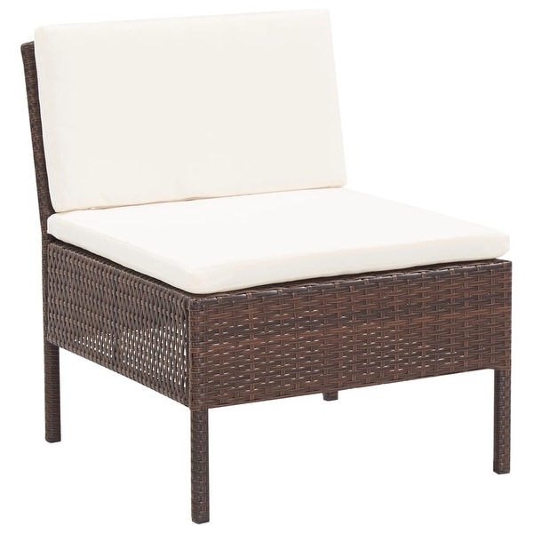 vidaXL 3 Piece Patio Lounge Set with Cushions Poly Rattan Brown