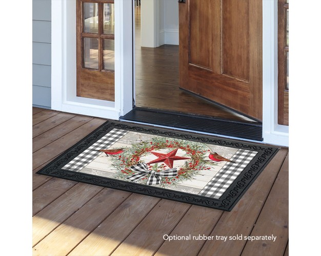 Briarwood Lane Berry Wreath Barnstar Winter Doormat Birds Checker