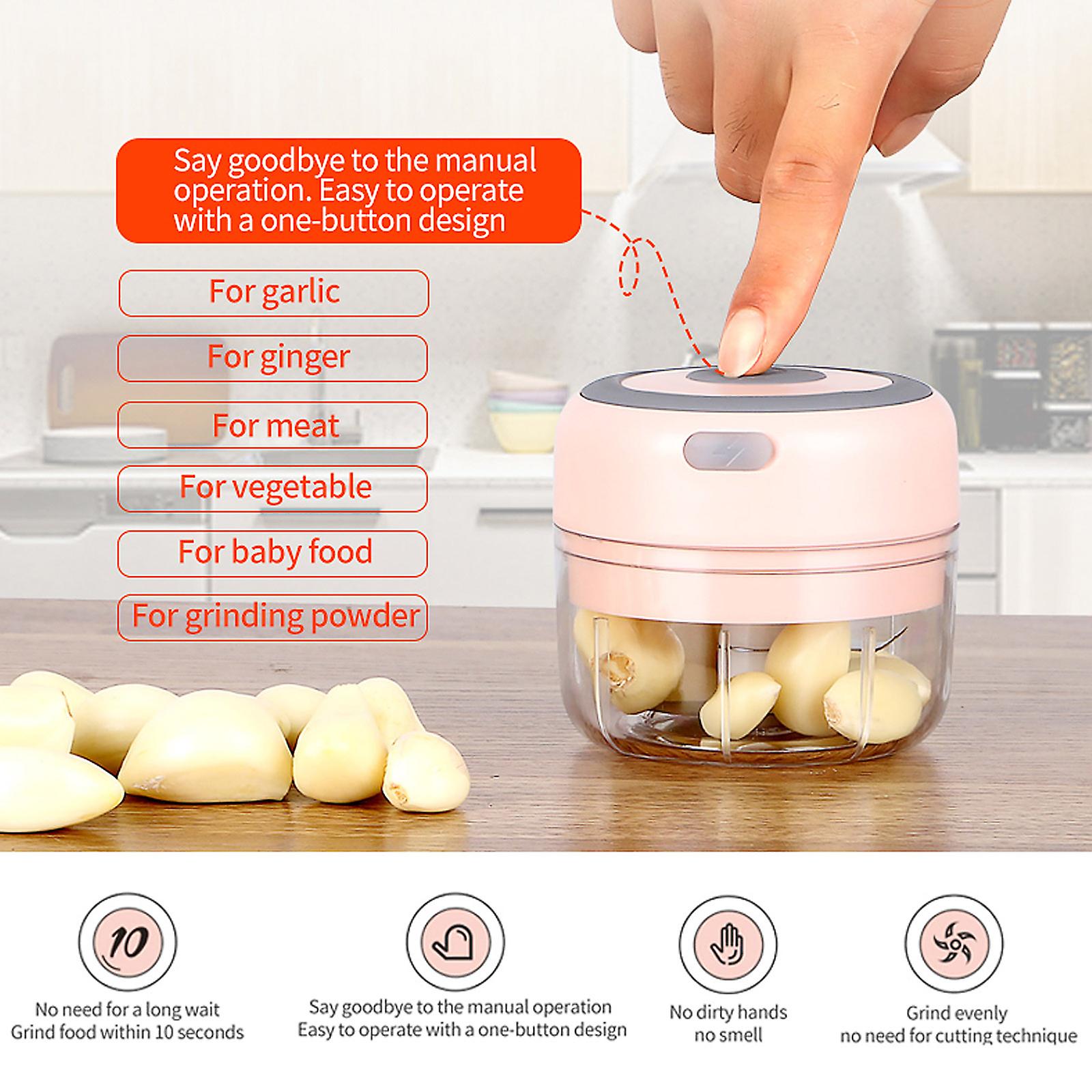 Green 250ml Mini Garlic Grinder Electric Garlic Chopper Cordless Food Fruit Vegetable Blender Kitchen Gadgets 250ml Usb Rechargeable