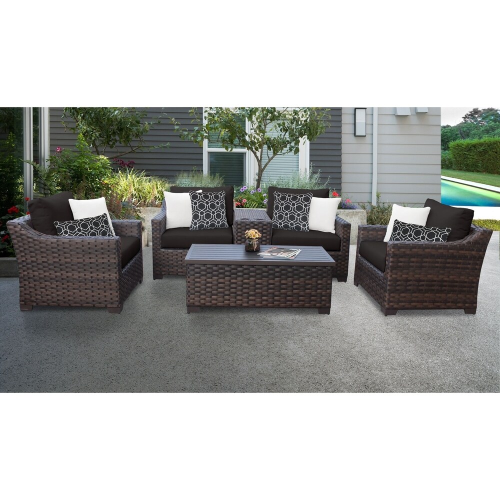 Kathy Ireland River Brook 6 Piece Outdoor Wicker Patio Furniture Set