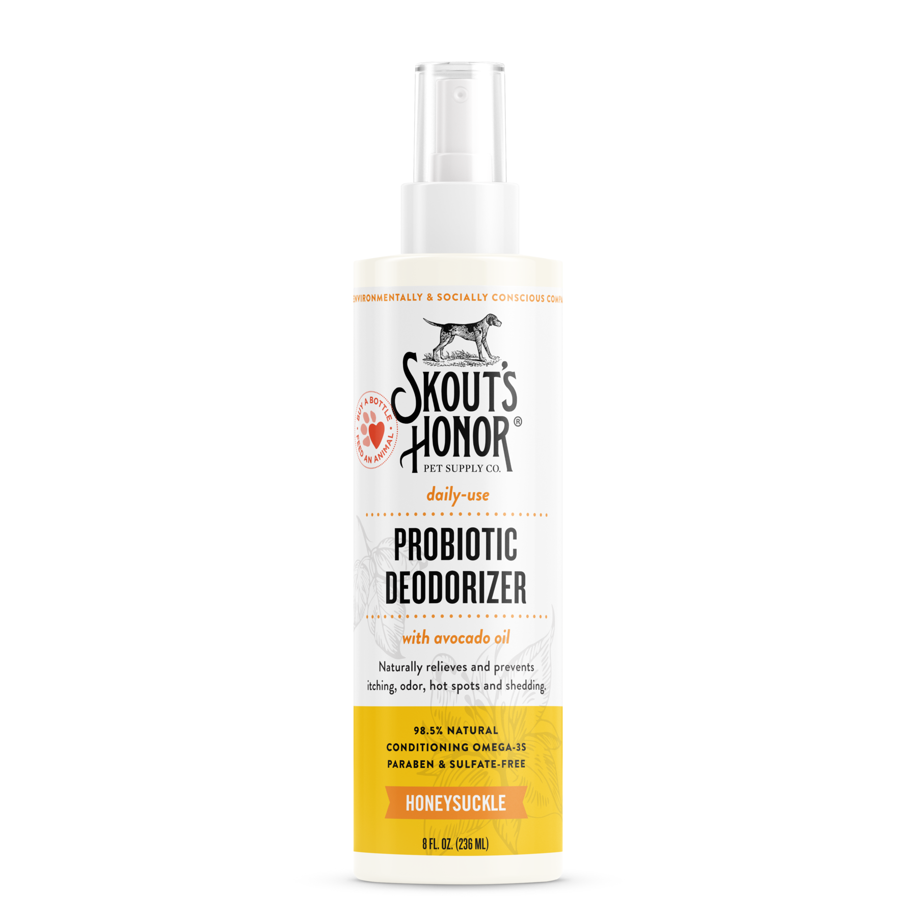 Skouts Honor Probiotic Deodorizer Spray Honeysuckle for Dogs  Cats