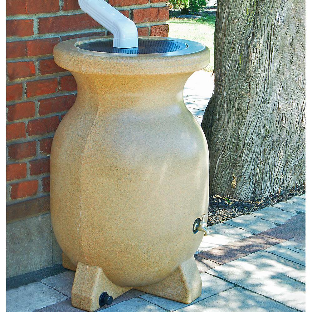 Koolatron Koolscapes Stone-Look Rain Barrel 55 Gal. (210L) Beige Eco-Friendly Gardening Water Conservation RBSS-55