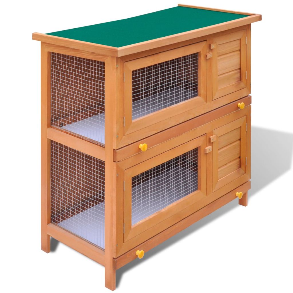 Outdoor Hutch Small Animal House Pet Cage 4 Doors Wood