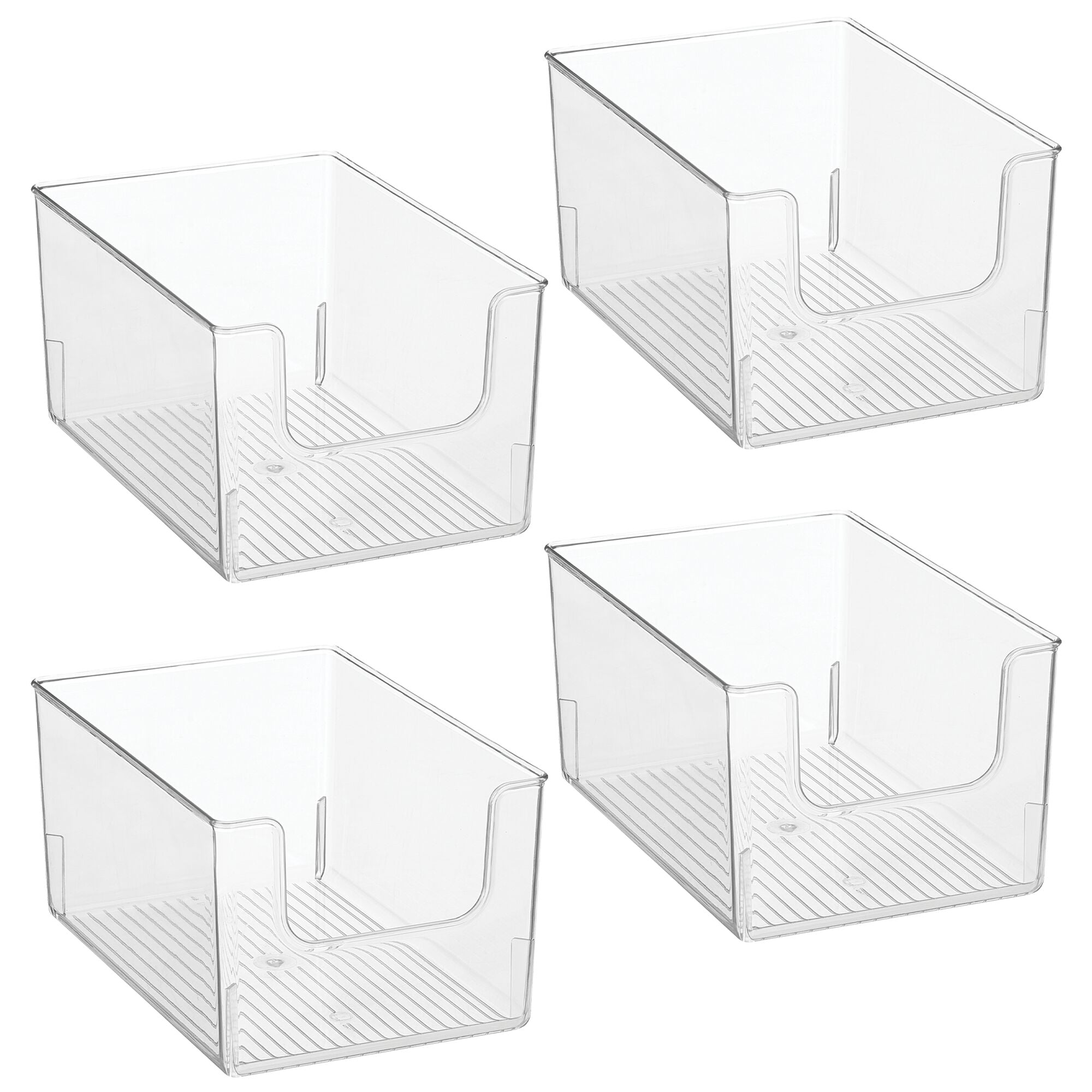 mDesign Modern Deep Plastic Open Front Dip Storage Organizer Bin Basket for Bathroom Organization - Vanity Shelf， Cubby， Cabinet， and Closet Organizing Decor - Ligne Collection - 4 Pack - Clear