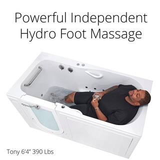 Ella ShaK 36 in. x 72 in. Walk-In Whirlpool and Air Bath Bathtub in White Independent Foot Massage LHS Door Dual Drain TOA3672L