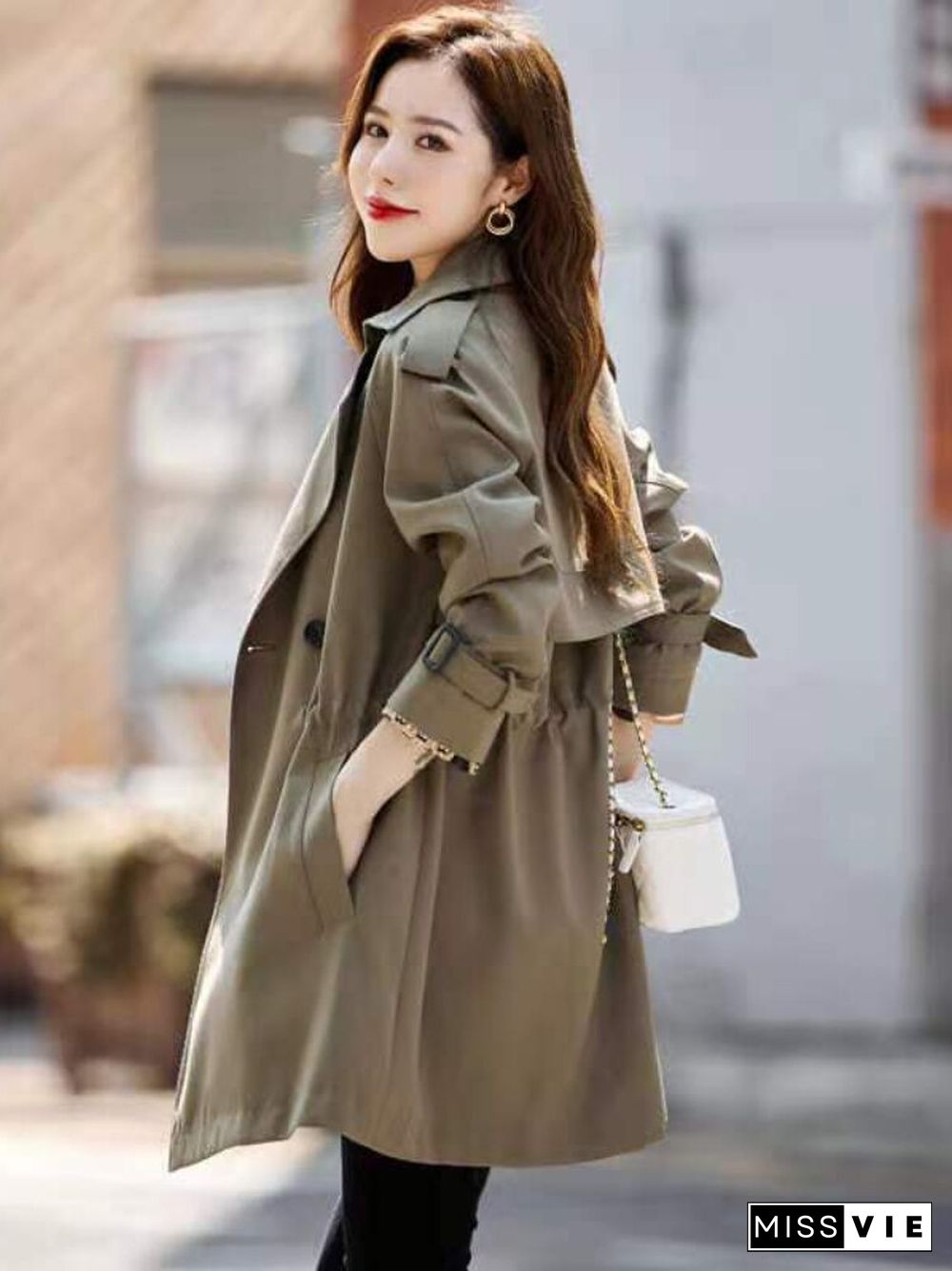 Trench Coat For Women New Autumn Lapel Windbreaker Khaki Coat Jacket Office Lady Trench Coats Jackets Winter Clothes Women