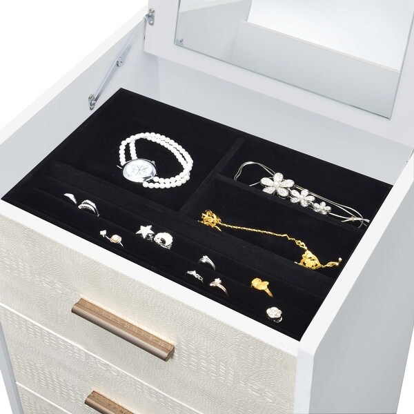 Black and Silver Jewelry Armoire with 5 Drawers and Mirror in Gold Finish - - 35464438