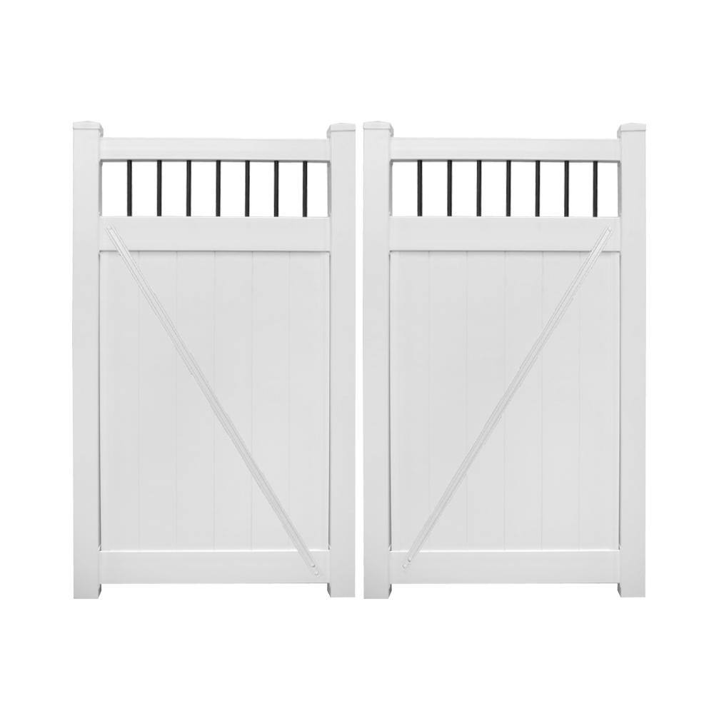 Weatherables Tuscany 10.8 ft. W x 6 ft. H White Vinyl Privacy Double Fence Gate Kit DWPR-CTRND11.3-6X65