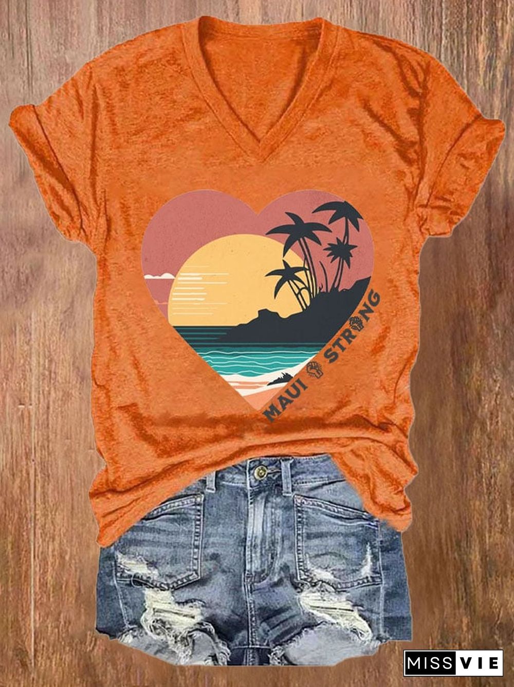 Hawaii Wildfire Event Women's Casual Print T-Shirt