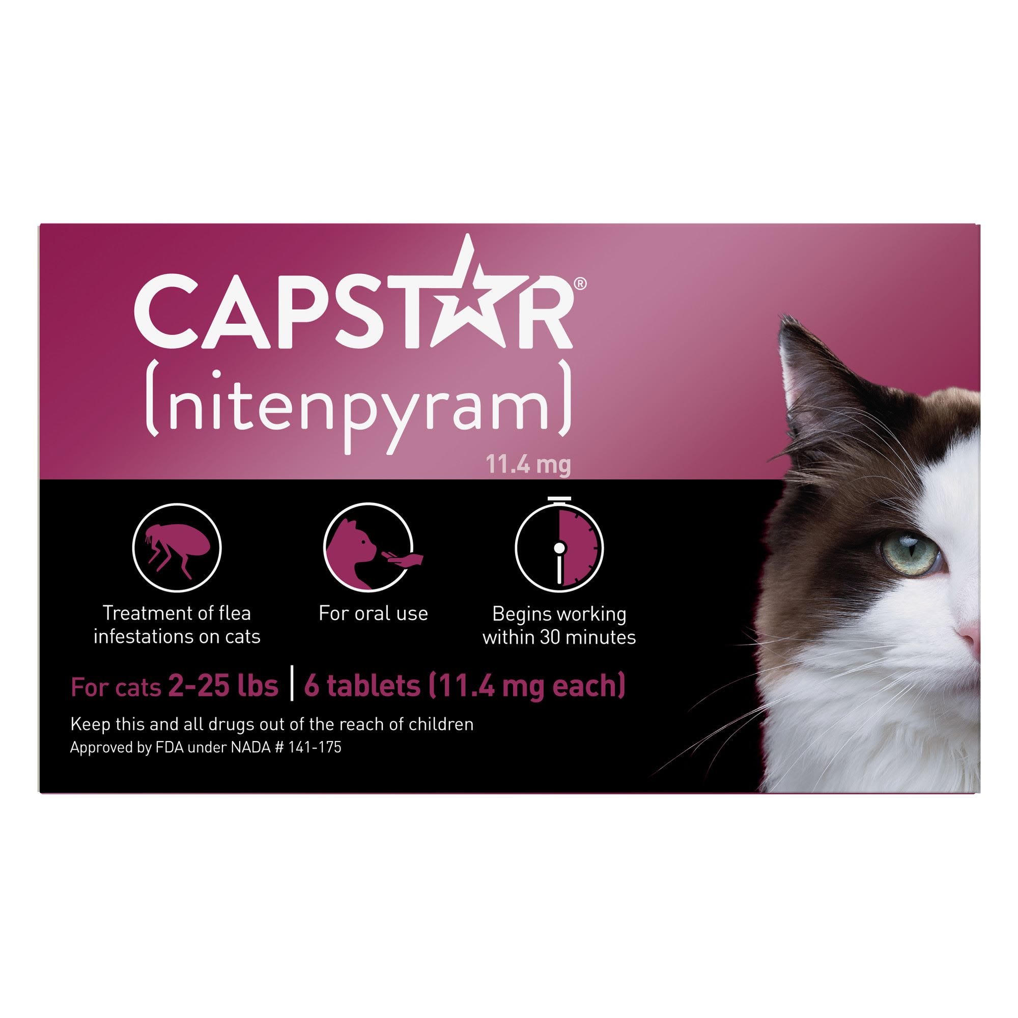 Capstar Flea Tablets for Cats 2-25 lbs.， Count of 6