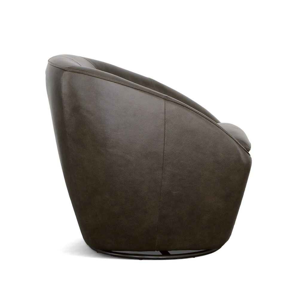 Homestyles Wade Brown Leather Swivel Chair   30\