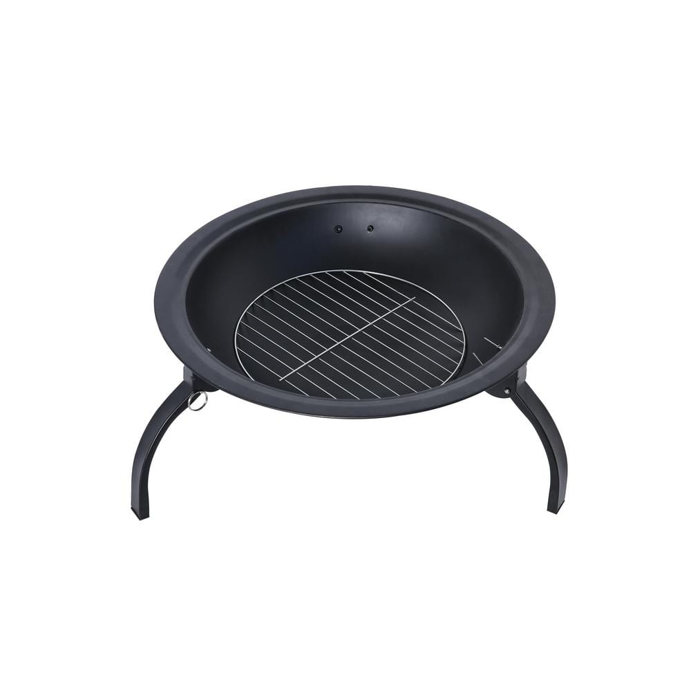 WESTIN OUTDOOR Helen 22 in. Round Steel Wood Burning Fire Pit in Black 3005102